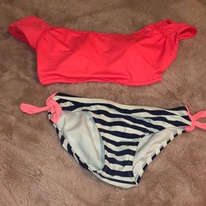 Peach colored two piece bathing suit :)